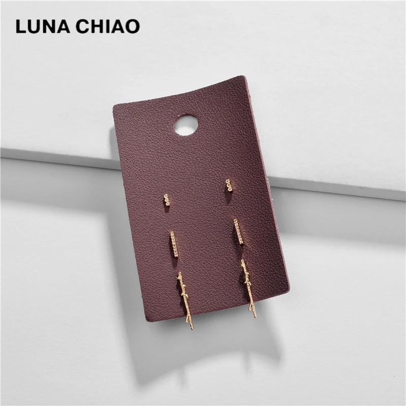 LUNA CHIAO Cooper циркониевые серьги-гвоздики набор для женщин | Украшения и аксессуары