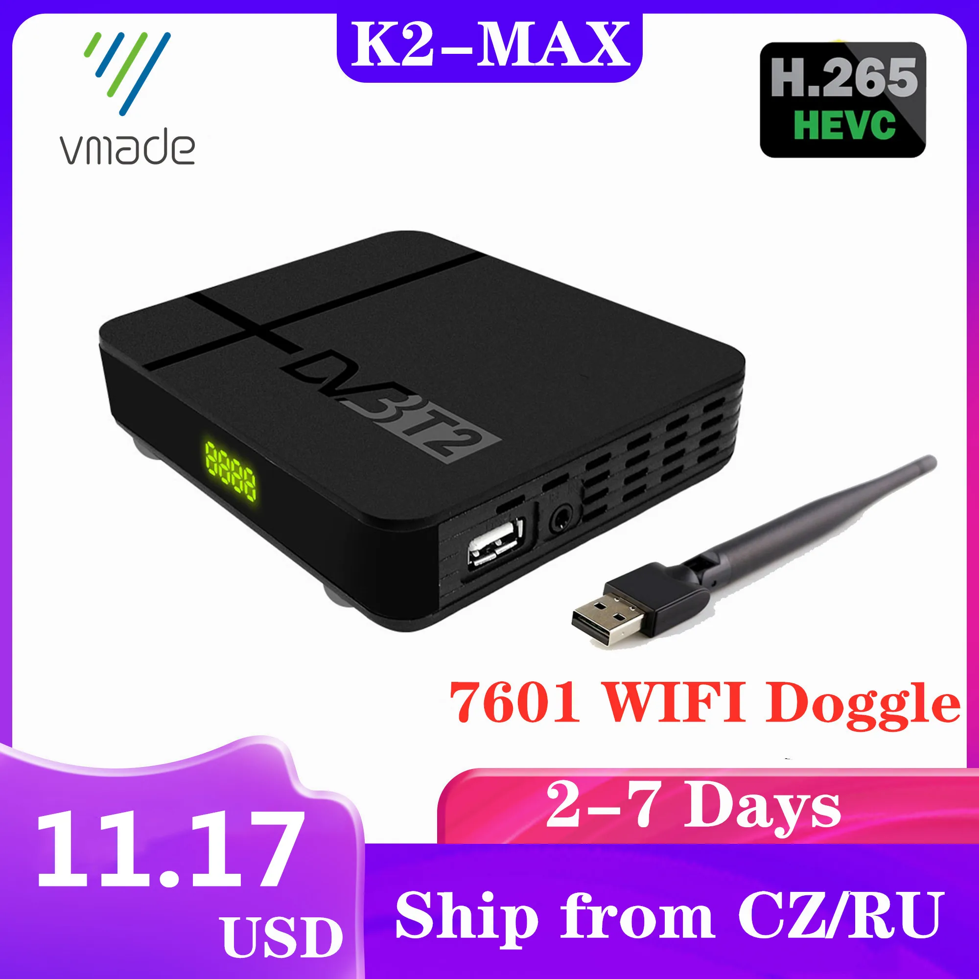 Vmade with RJ45 LAN DVB-T2 K2 MAX terrestrial TV tuner H.265 HD 1080p supports YouTube DVB T2 receiver USB WIFI dongle | Электроника