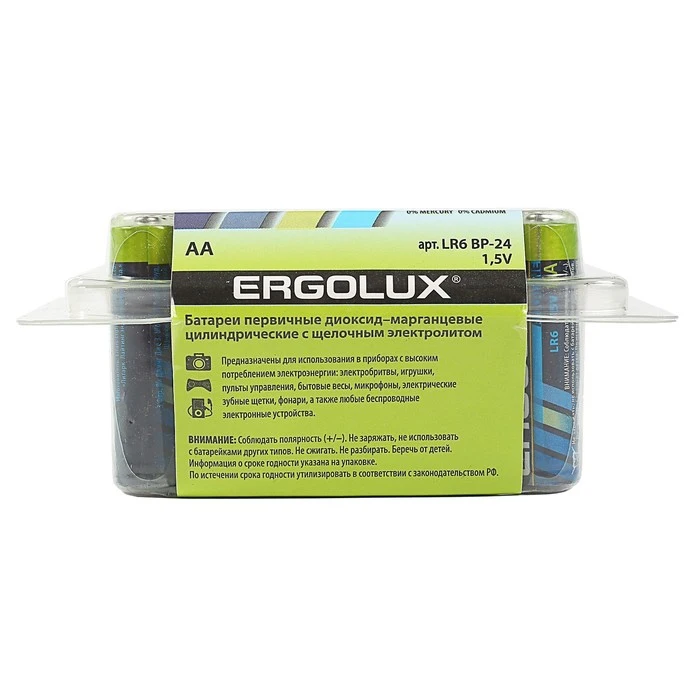 Ergolux alkaline battery AA LR6-24BOX LR6 BP-24 1.5 V set of 24 PCs. 3781551 Consumer Electronics Accessories Parts Batteries Storage sima land ► Photo 2/2