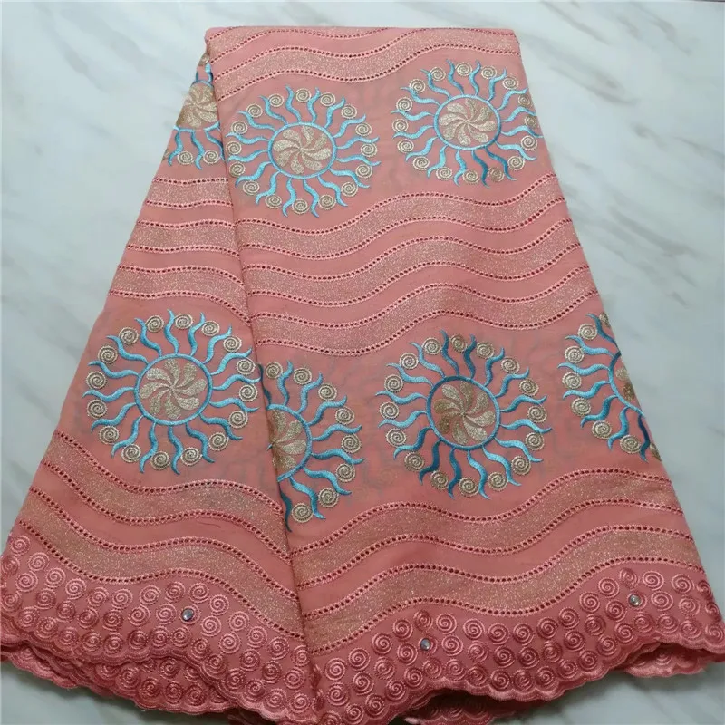 

Beautiful 100% cotton fabric with stones 5 yards High quality African cotton lace fabric for dress/Nigerian popular garment!P5