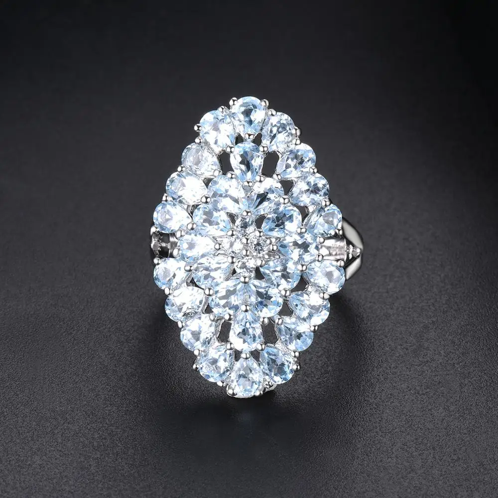 Hutang, 5.97ct, голубой топаз, женское кольцо, натуральный камень, 925 пробы, серебро, обручальные кольца, изящное элегантное ювелирное изделие для подарка