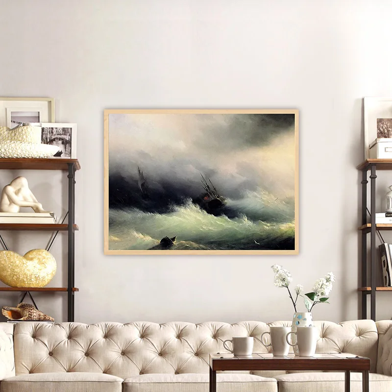 Сделай Сам Живопись по номерам Ивана constantinovich aivazovsky ships storm academism пейзаж денкоративная краска взрослый ручной рисунок