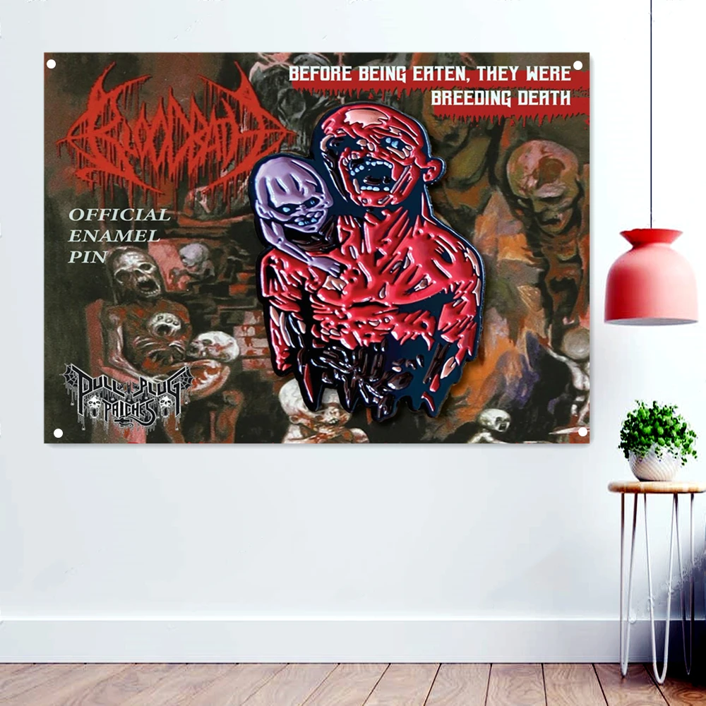 

Cannibal Corpse Death Metal Music Artworks Banners With Four Metal Buckle Bloody Dark Art Flags Wall Chart Rock Band Posters