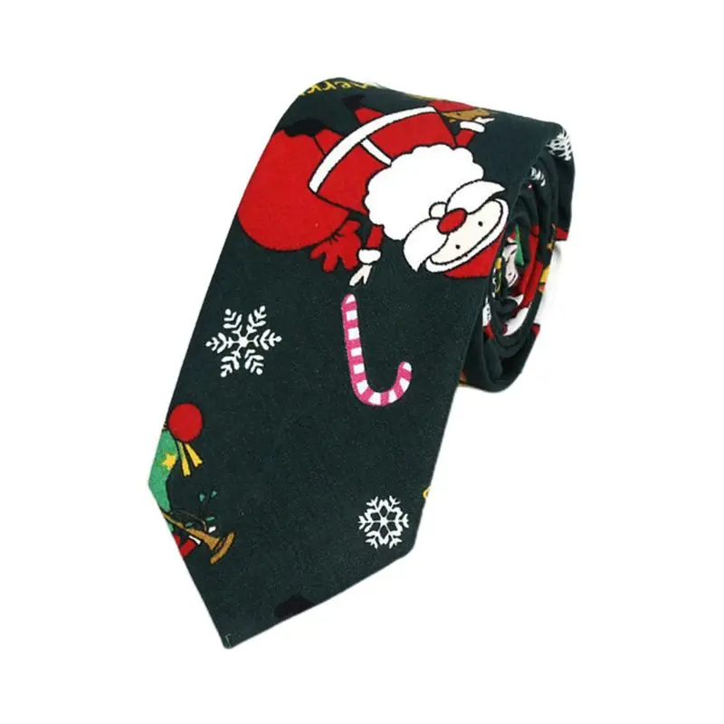 Унисекс Рождественский хлопчатобумажный галстук мультфильм Санта-Снежинка Дерево Печатных вечерние галстуки 24BC