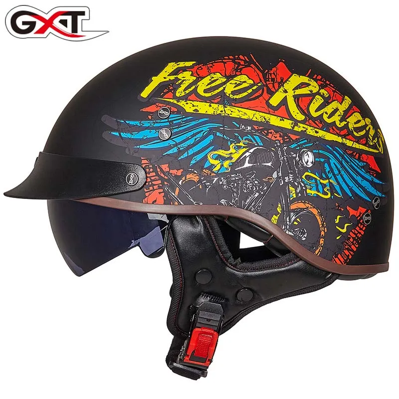 

2019 Autumn New GXT Half Face Motorcycle Helmet Prince Retro Motorbike scoote Helmets Made of ABS size M L XL XXL skull moto