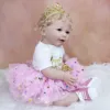 55 CM Soft Silicone Baby Reborn Doll Toy Lifelike For Girl Cloth Body Realistic 22 Inch Blonde Hair Toddler Princess Bebe 5
