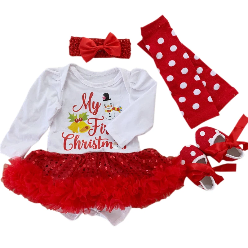 Мои первые рождественские комбинезоны для малышей 4 предмета хлопковые