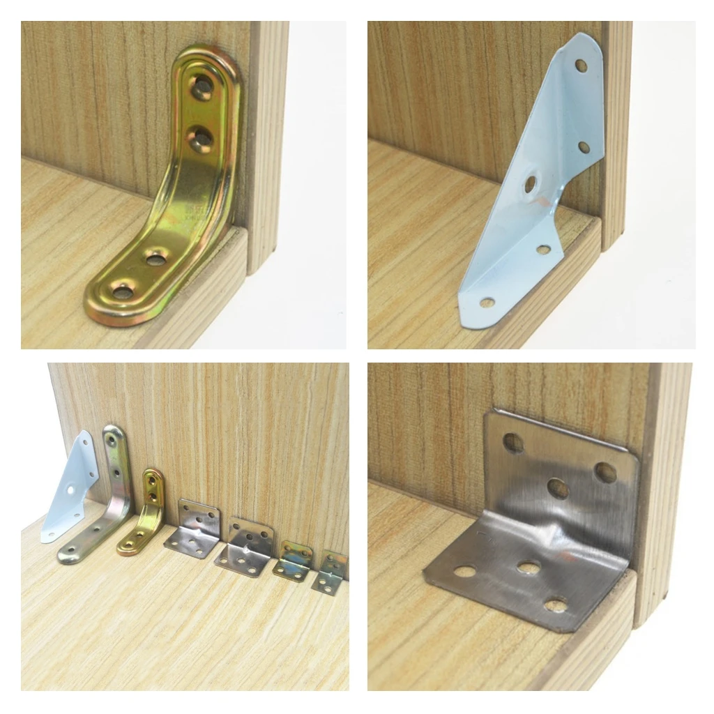 Polished Angle Bracket L Shape Corner Brace Repair Joining Support Fastener for Furniture Wood Craftment