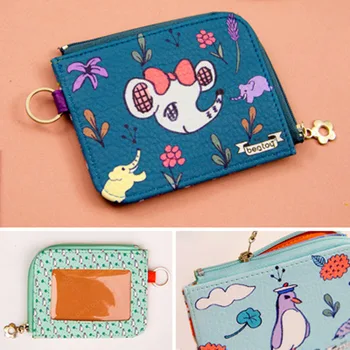 

New Pu Coin Purse Splicing Gelatin Card Bag Coin Bag Student Creative Animal Storage Bag