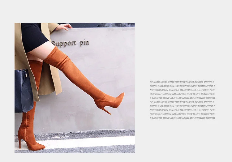 Red High Boots Female New Arrial Over-The-Knee Boots Autumn Shoes Women Pointed High-Heeled Boots Winter Thigh High Boots Ladies