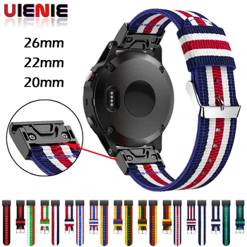 

20/22/26mm Nylon Watchband Strap for Garmin Fenix 5 5X 5S Plus 6 6s 6x /3 HR/Forerunner 935 Smart Bracelet Easy Fit Band Correa