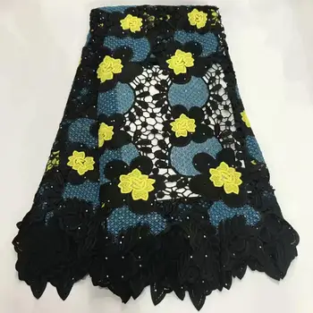 

African Water solubility Guipure Cord Lace High grade Fabric Latest Nigerian French Network Cord Lace Fabric With Stones