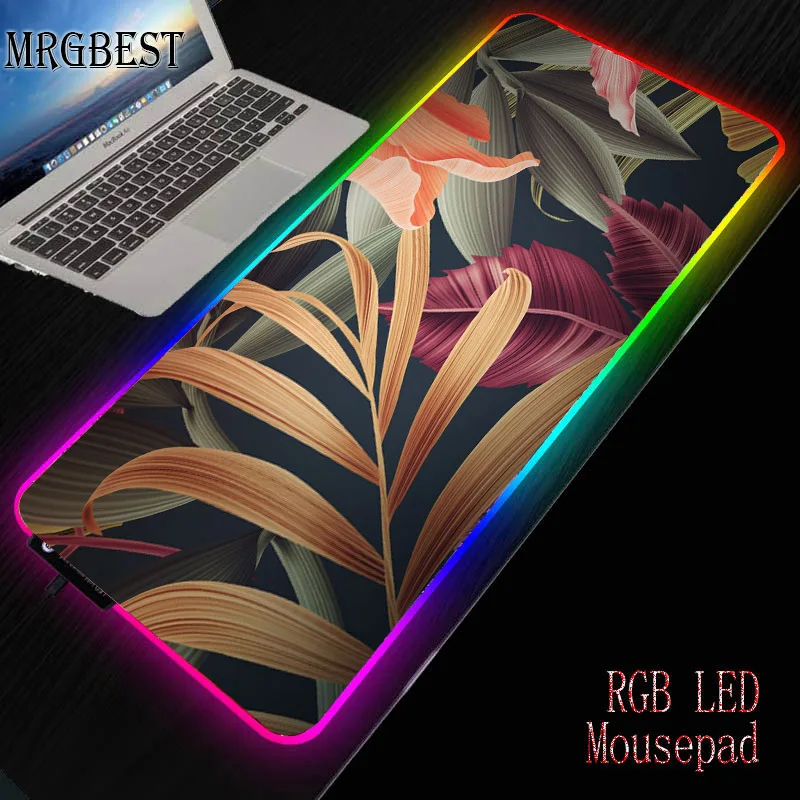 MRGBEST рисунок банановых листьев большой 900x400x3 мм игровой RGB Мышь пусковая площадка