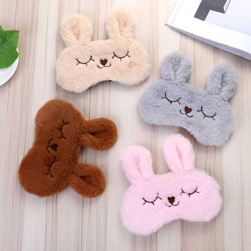 

1Pcs Sleep Eye Mask Cute Plush Bunny Eye Cover Kids Sleeping Mask Cartoon Travel Rest Eye Shade Blindfold Sleep Aid Blindfolds