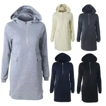 

womens Autumn winter zipper girl hooded headband solid color lady coat pullover hoodies clothes