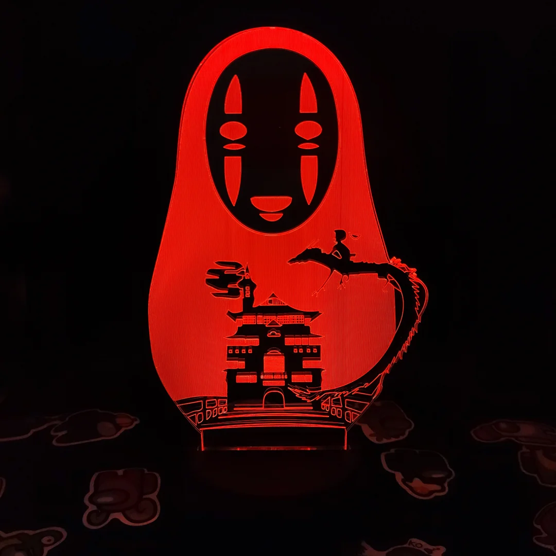 

Spirited Away No Face man 3D anime led lava lamp Creative Nightlight Cute Room Decorative Light White Dragon with Ogino Chihiro