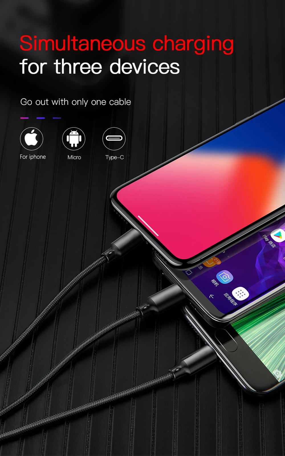 3 в 1 Usb зарядный кабель мобильного телефона Micro type кабель usb-c/HDMI для MacBook Pro Iphone Xs X 8 7 6 Android samsung huawei Xiaomi зарядное устройство Шнур