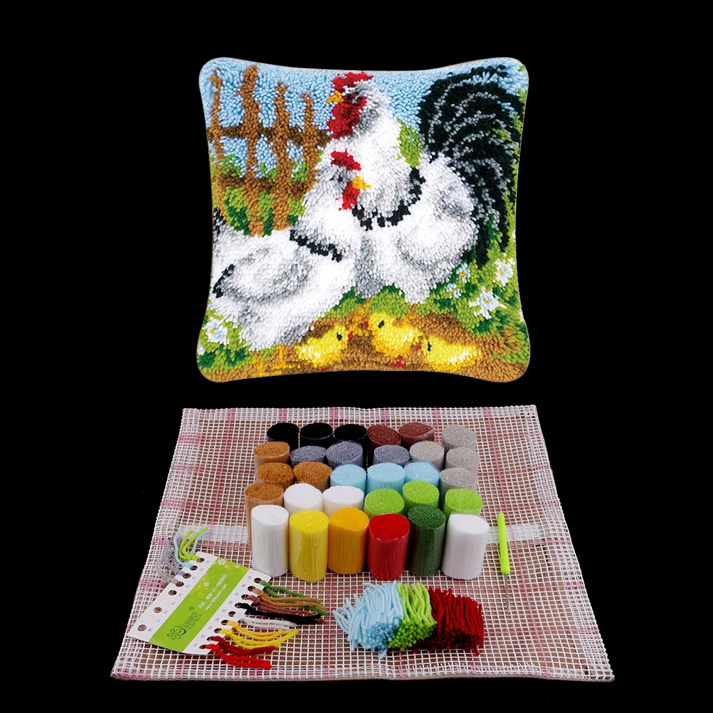 Latch Hook Rug Kits Rabbit Kitten Giraffe Wolf DIY Pillow Case Material Package