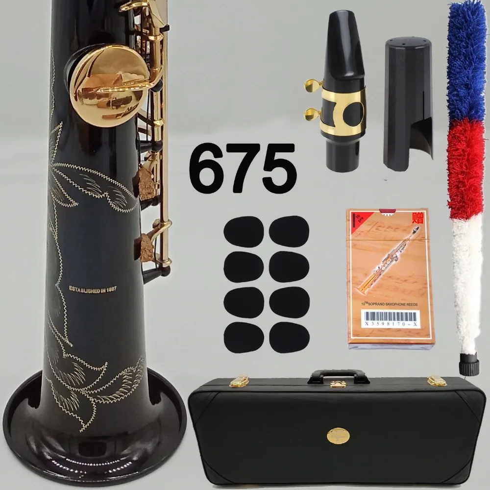 De Xin Саксофон сопрано 675 Профессиональный сопрано Sax на заказ черный лак мундштук трости шеи с чехлом