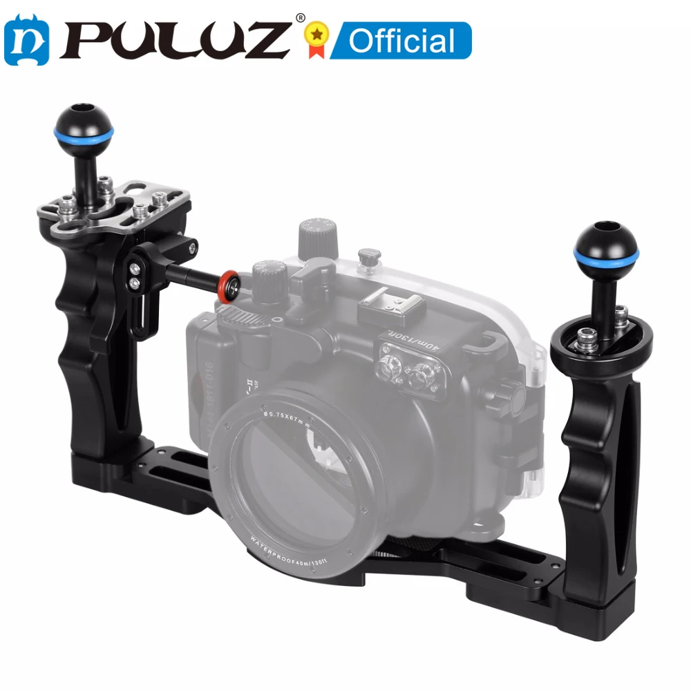 PULUZ Dual Handles Tray Stabilizer with Shutter Release Trigger Extension Adapter Lever Mount For Underwater Camera Housings