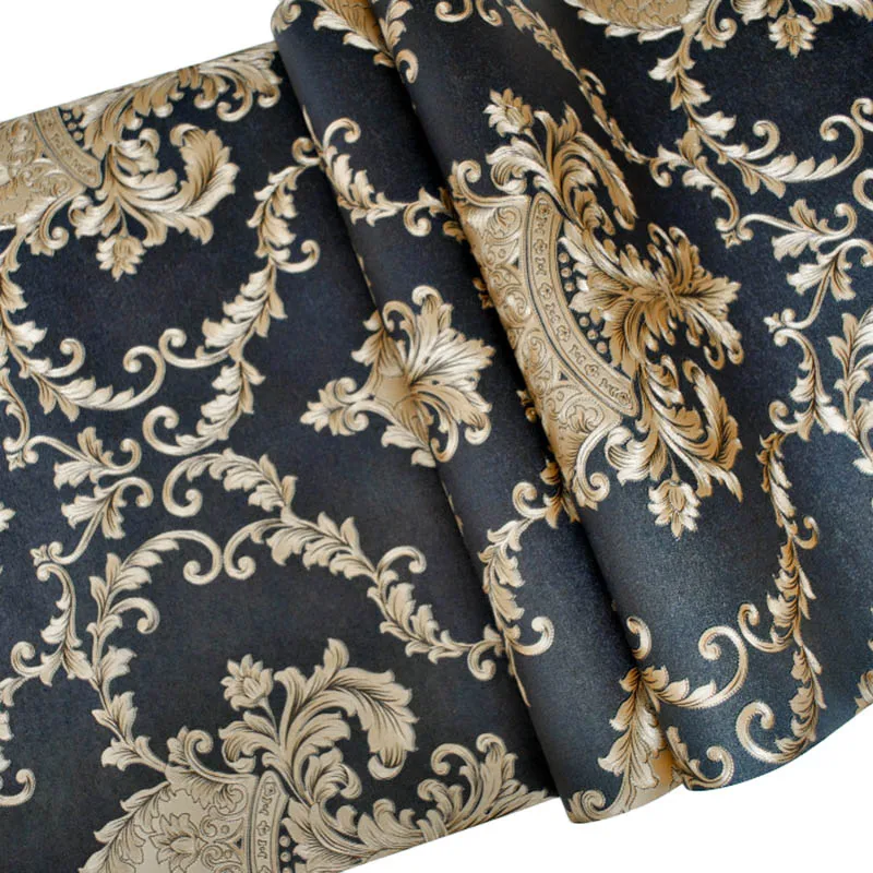 

Luxury Thickening Embossed Relief 3D Wallpaper Damascus Living Room TV Backdrop Wallpaper _WK