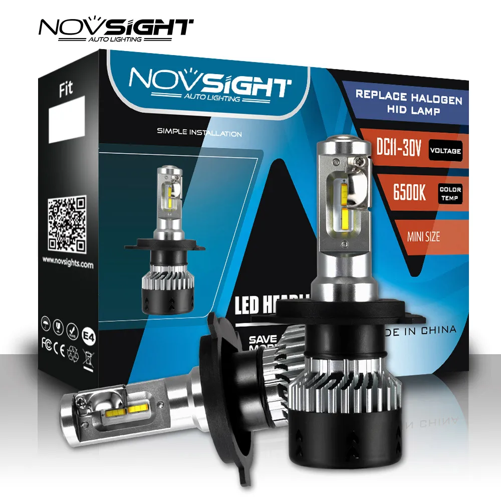 NOVSIGHT 2 шт. безвентиляторный светодиодный автомобильный светильник H1 H3 H4 H7 H8 H11 H13 H15