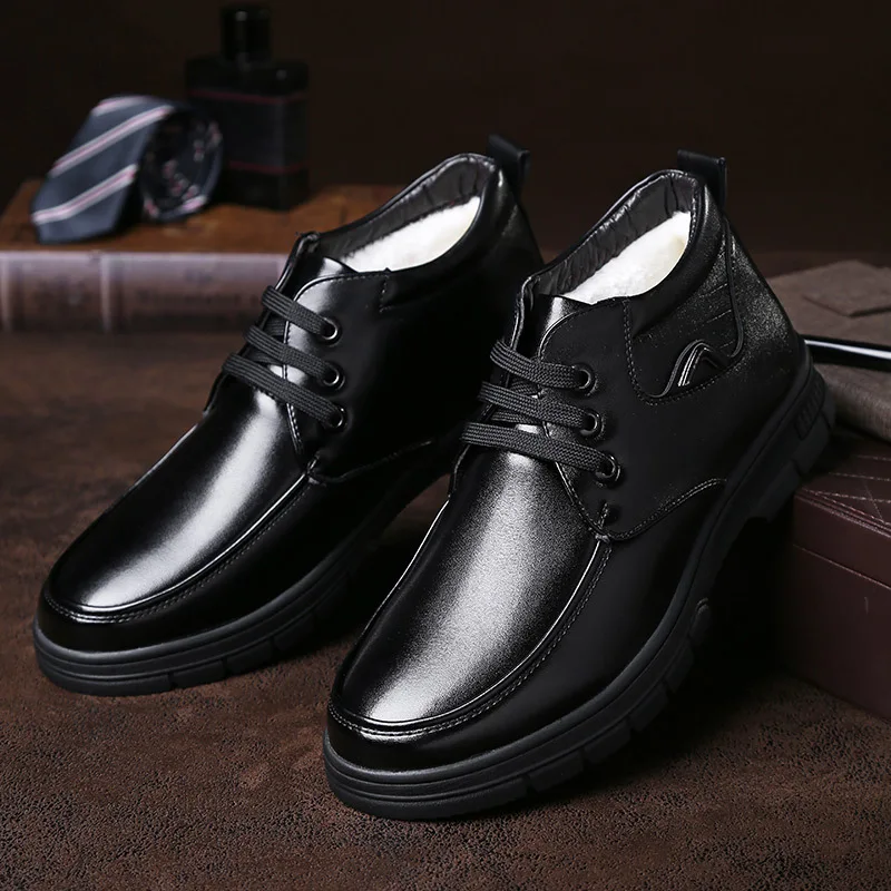 Newly Man Winter Boots2019 Quality Microfiber Leather Shoes Brand White Warm Thicken Inner Boots 38-44 Man Snow Leather Boots