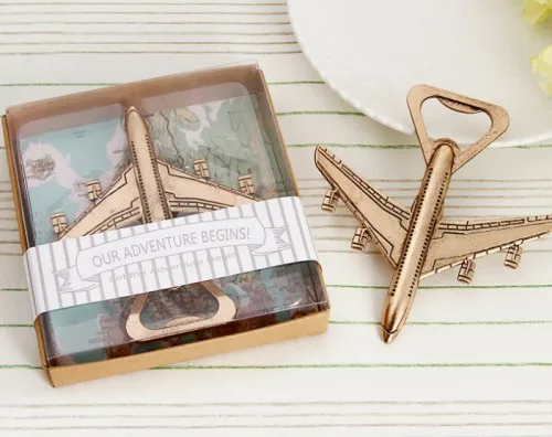 

(20 шт./лот) Свадебные сувениры нашего Приключения начинают самолёт открывалка для бутылок вечерние сувениры для фотосвадьбы