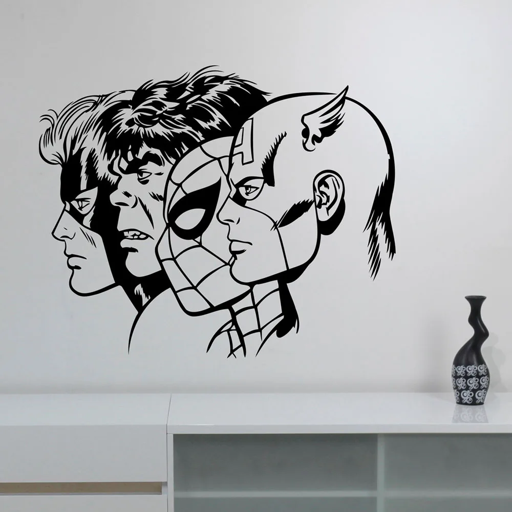

Superheroes Wall Decal Miracle Comic Captain America Spiderman Hulk Art Vinyl Stickers Kids Boys Bedroom Nursery Home Decor Q681