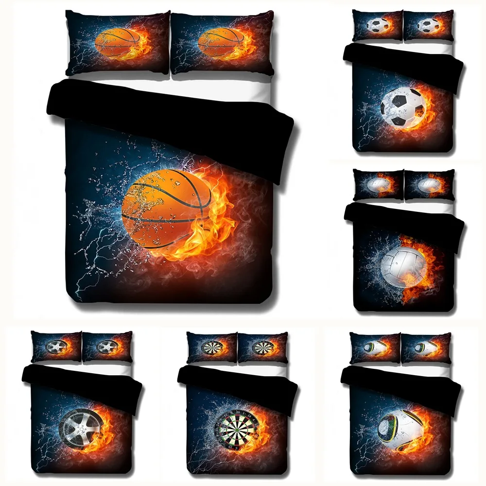 

3D Printed Hot Water Fire Basketball Comforter Bedding Set Duvet Covers Set Home Queen King Single Size Luxury Kids Gift Boys
