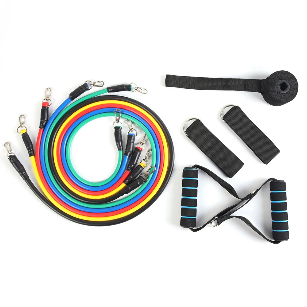 11Pcs Exercise Resistance Bands Sets for Women and Men Fitness Gym Strength Training Body Yoga Pilates Sport Rubber Band Pull Up (13) - 