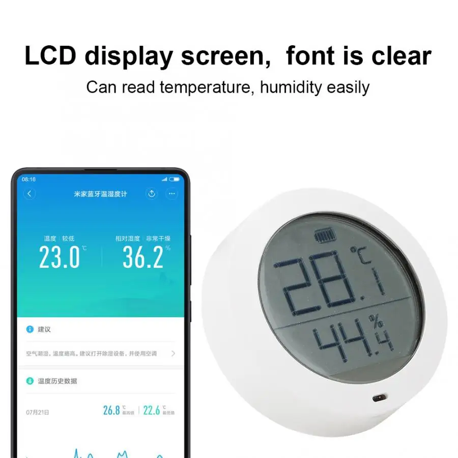 Белый ABS Bluetooth датчик температуры и влажности Измеритель в реальном времени для Xiaomi ewelink Bluetooth измеритель температуры