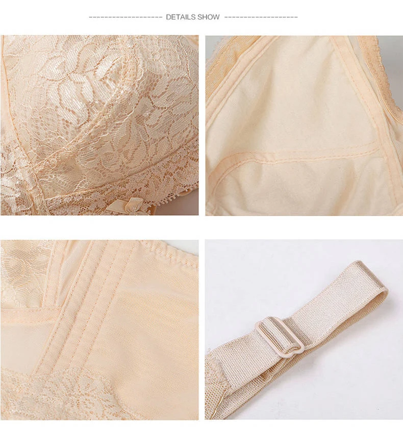 Women's Full Coverage Lace Wireless Non Padded Cotton Bra Plus Size 32 34 36 38 40 42 44 B C D E F G