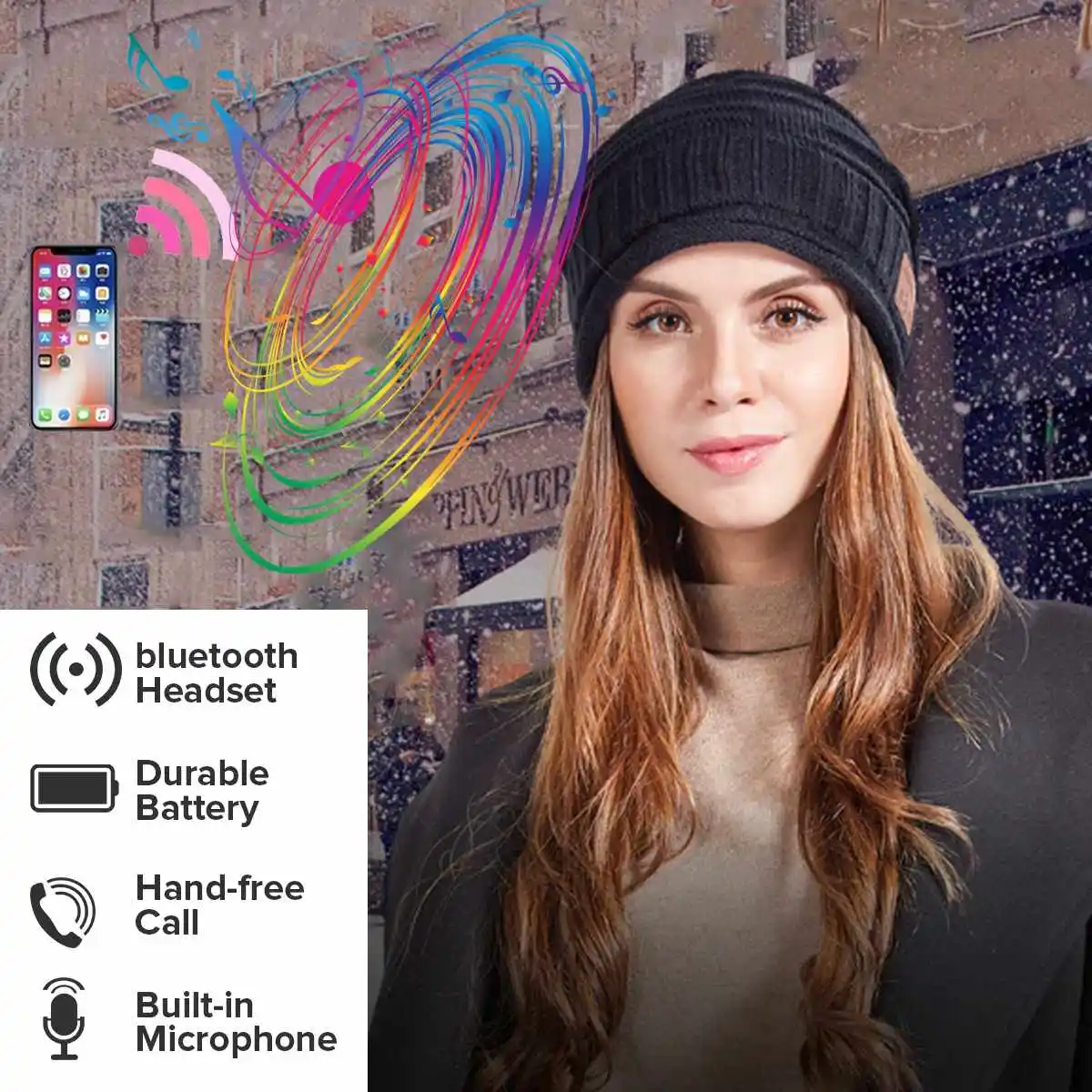 Wireless bluetooth Earphones bluetooth 5 0 Hat Cap Beanie Knitted Warm Hat Stereo Music Headphones with Mic Sport Smart Warm Cap