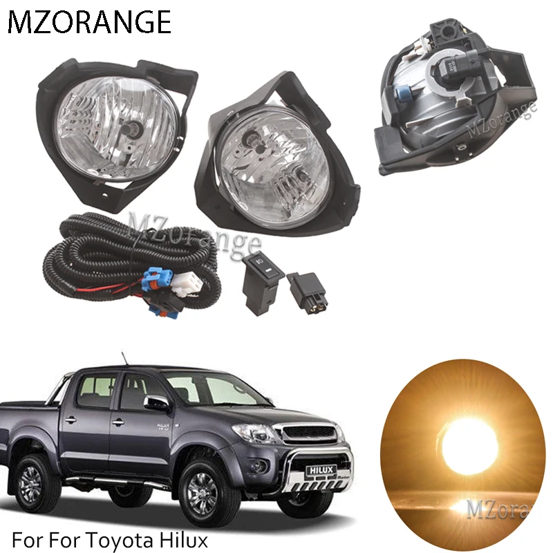 Туман светильник лампа для Toyota Hilux 2008 2009 2010 2011 Замена переднего бампера Туман Светильник Лампа Комплект страховочным поводком выключатель лампы для укладки волос