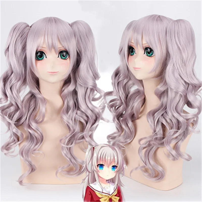 

Anime Charlotte Tomori Nao Cosplay Wig Long Curly for Women Heat Resistant Synthetic Hair with Chip Ponytails Party Costume Wigs