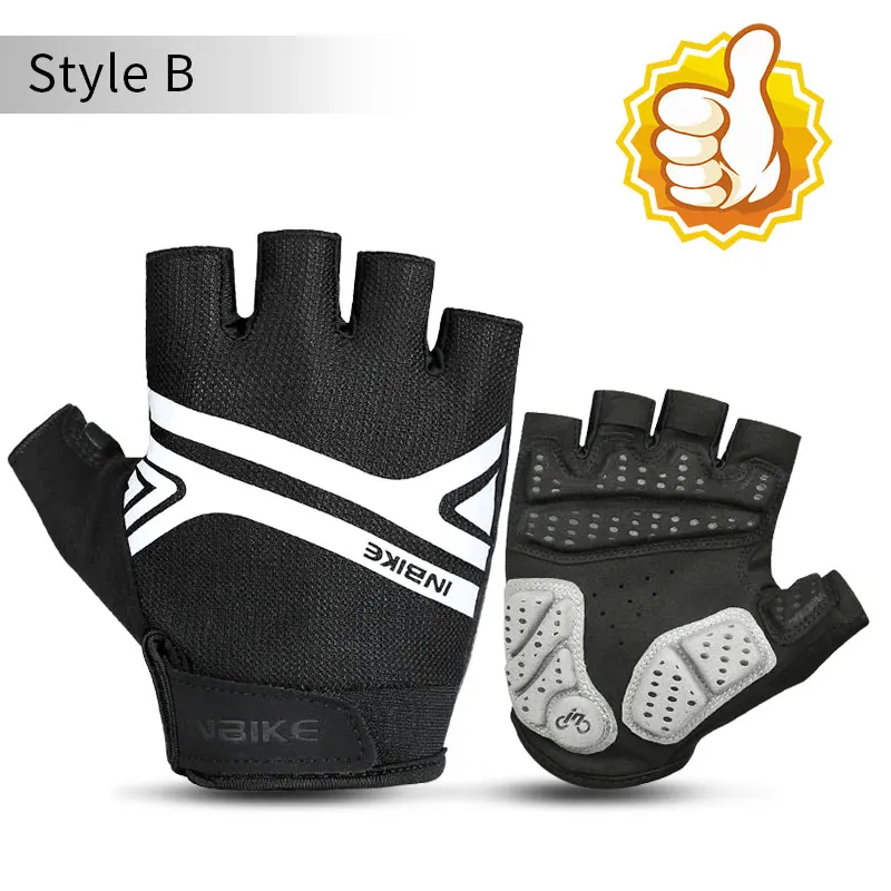 Style B-Black INBIKE перчатки для велоспорта, противоскользящие дышащие мотоциклетные перчатки для горного велосипеда, мужские и женские перчатки для езды на спортивном велосипеде - Цвет: Style B-Black