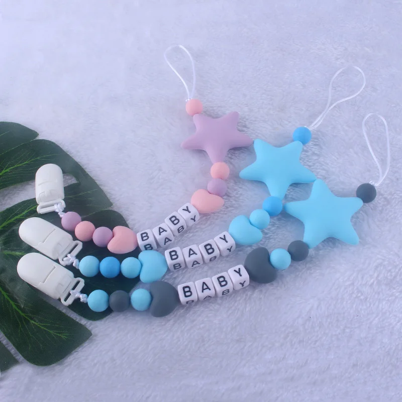 XCQGH Customzied Детское Имя BPA бесплатные Силиконовые бусы для прорезывания зубов соски зажимы цепи