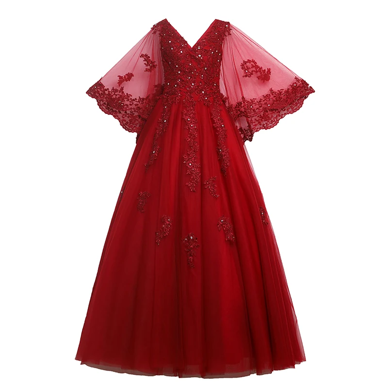 Quinceanera Dress Party Prom Dress Full Sleeve Sexy V-neck Ball Gown Luxury Lace Vintage Quinceanera Dresses