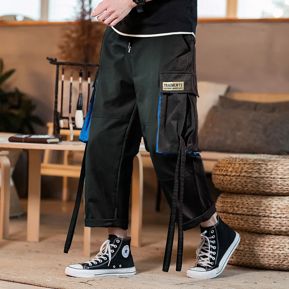 

Spring And Autumn New Style Chinese-style Popular Brand Street MEN'S Overalls Long Webbing Students Straight-Cut Casual Pants