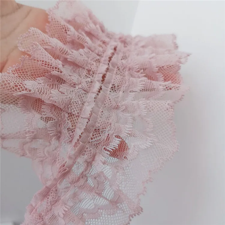 pink 5 м/лот, 5 см, черная/Розовая/серо-фиолетовая кружевная плиссированная лента с ресницами, одежда для девочек, манжеты/носки/аксессуары для куклы X565 - Цвет: pink