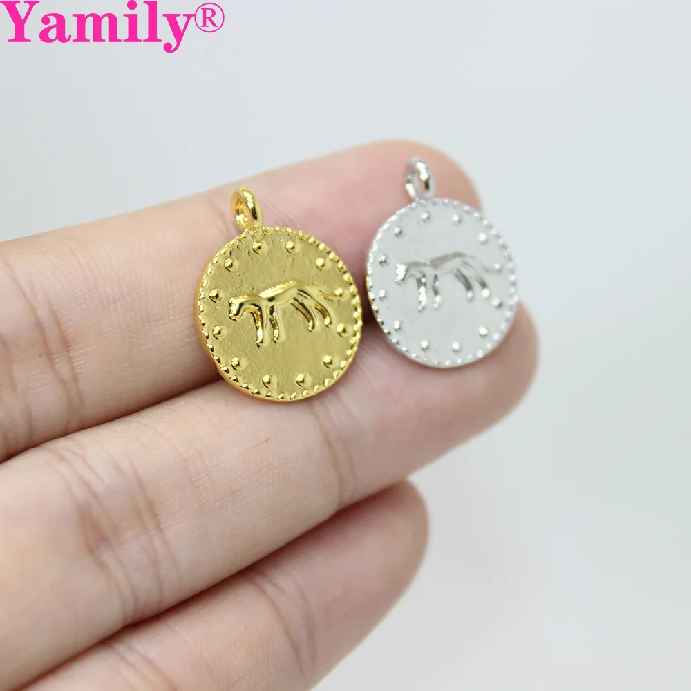 

15pcs/ Leopard print Coin Charms Gold/Silver plated Zinc alloy Charms Pendant 15*18mm for necklace,earring bracelet jewelry DIY