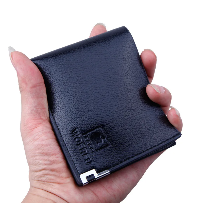

Men Short Korean-style Casual Wallet Two-fold Multi Card Bit Soft Leather Wallet Large Capacity