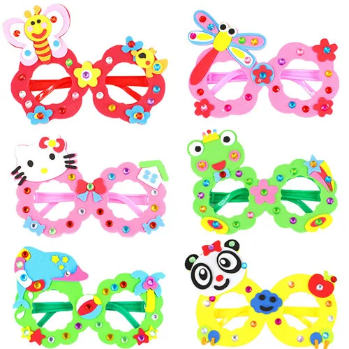 random 10PCS EVA очки DIY Алмазные очки 3D Ручная наклейка наклейки игрушки детские игрушки наклейки s креативные вечерние украшения на день рождения 10 шт - Цвет: random 10PCS
