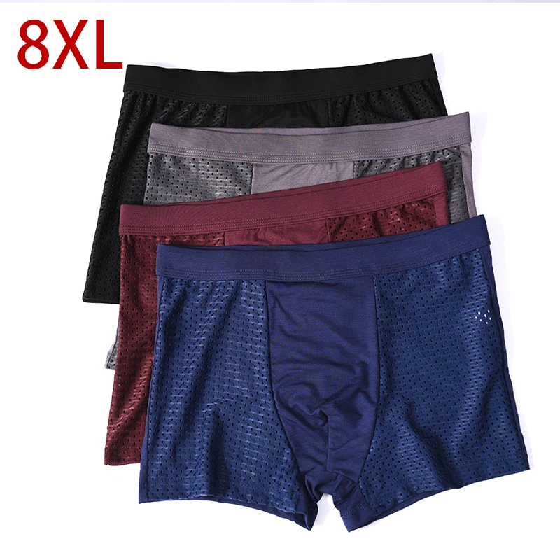 

4pcs/Lot 8XL Banboo Fiber Men Underwear Male boxer Solid Panties Shorts Men's Cotton Underpants Breathable Intimate Man boxers