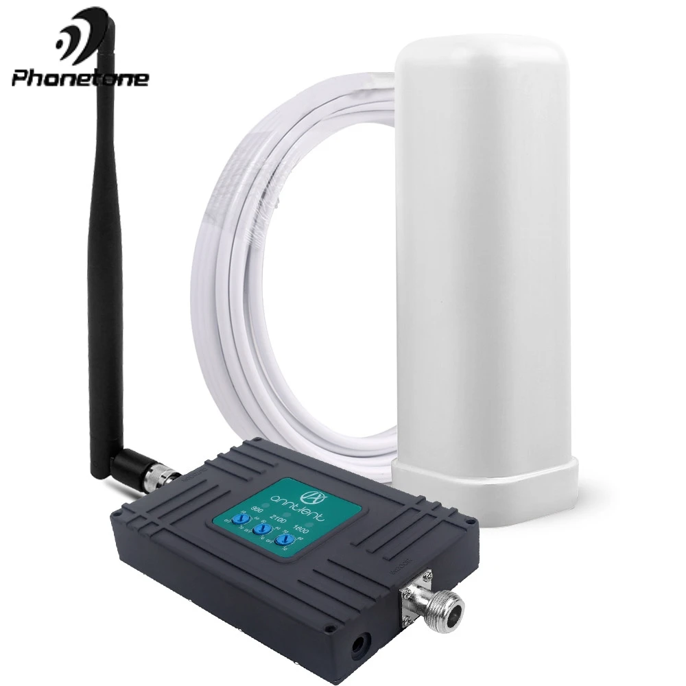 US $233.99 Cell Phone Signal Booster 70dB 2G 3G 4G signal repeater GSM 90018002100MHz Tri Band Voice Data Repeater Amplifier Antenna Set