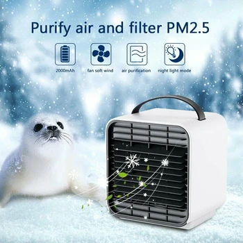 

Portable Mini Air Conditioner Fan Personal Space Fan Cooler LED Light Air Cooler Home USB Air Cooling Chargeable Cool Cooler
