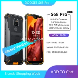Doogee S68 Pro смартфон с 5,9-дюймовым дисплеем, восьмиядерным процессором Helio P70, ОЗУ 6 ГБ, ПЗУ 128 ГБ, 21 МП, 8 Мп, 10 Вт