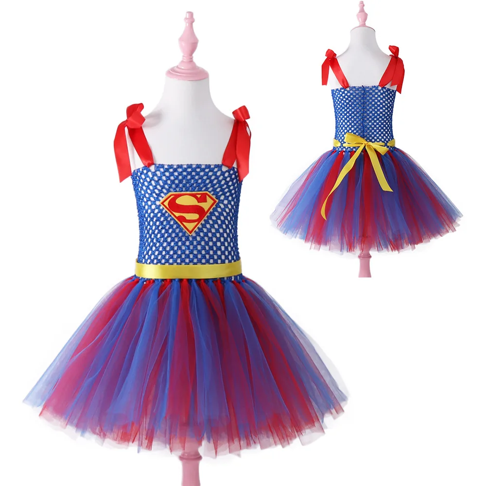 Костюм для косплея на Рождество и Хэллоуин девочек платье супергероя чудо