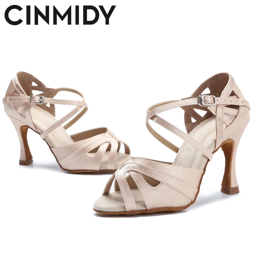 Women Satin Dance Shoes Tango Salsa Rumba